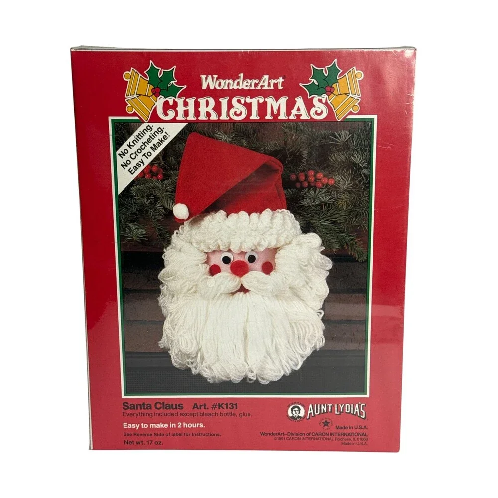WonderArt Christmas Santa & Mrs Claus Craft Kits K131 K136 NOS Sealed 1991